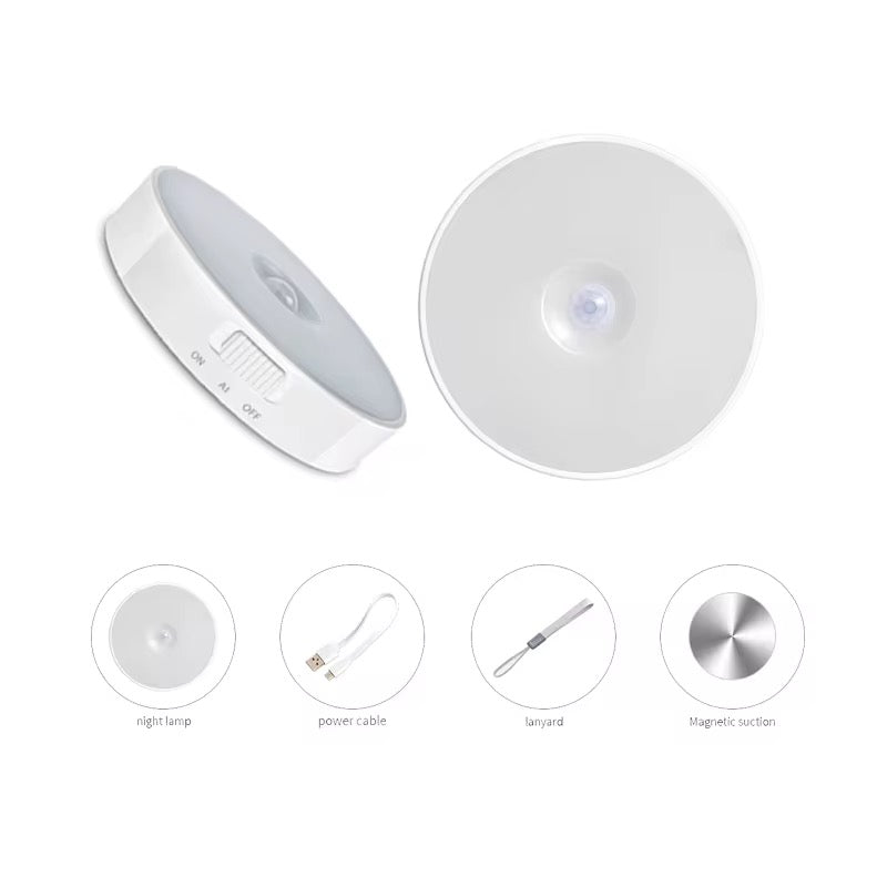 Motion Sensor LED Night Light Body Induction Lamp USB Rechargeable Wall Mount