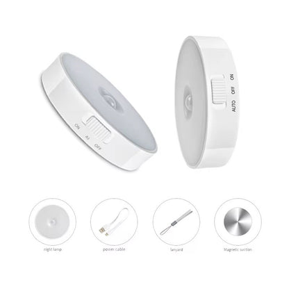 Motion Sensor LED Night Light Body Induction Lamp USB Rechargeable Wall Mount
