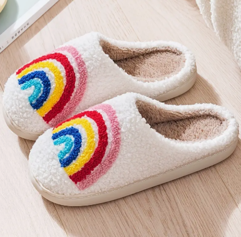 Rainbow Slippers with Rubber Sole