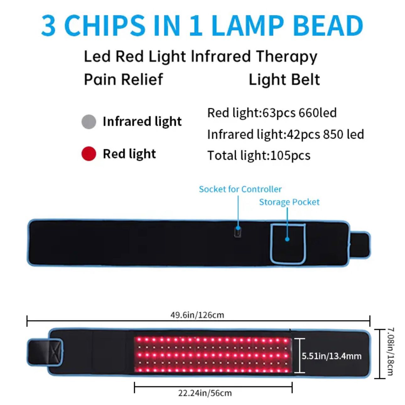 Red Light Therapy Slimming Belt - Full-Body Healing & Recovery - 660nm & 850nm wavelengths